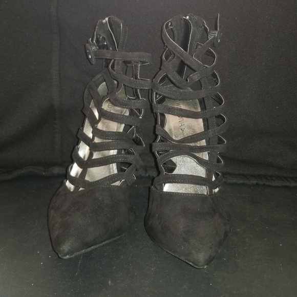Wild Diva Lounge Open Toe Stiletto Wrap Heel